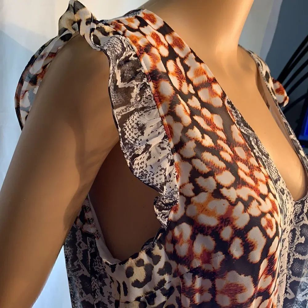 Express Leopard Print Mini Dress Large With Belt - Picture 4 of 13